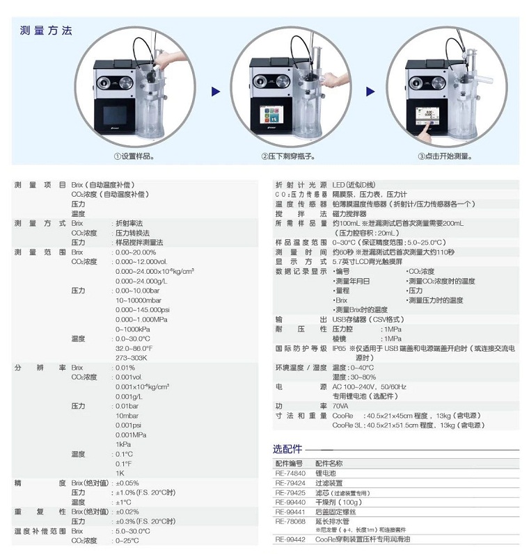 二氧化碳糖度检测仪（碳酸饮料专用）CooRe酷尔瑞